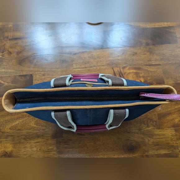 Coach Hampton Mini Blue Denim Small Tote Bag with pink detailing - Picture 4 of 9